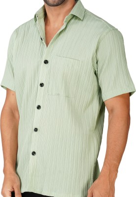 BASE 41 Men Solid Casual Green Shirt