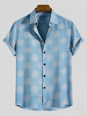 Arth Enterprise Men Printed Casual Light Blue Shirt