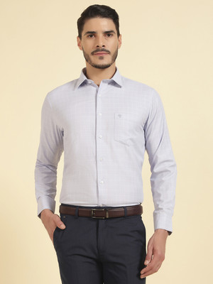 CANTABIL Men Checkered Formal Blue Shirt