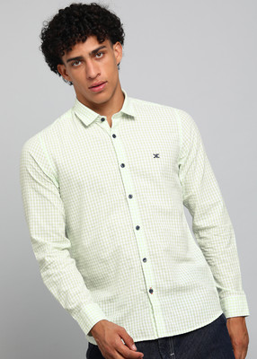 KILLER Men Checkered Casual Light Green Shirt