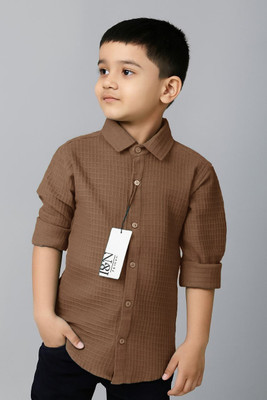 Vikita Enterprise Boys Checkered Casual Cream Shirt