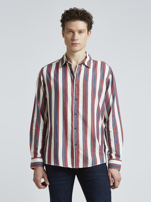 Pepe Jeans Men Striped Casual Red Shirt