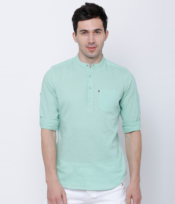 HIGHLANDER Men Solid Casual Light Green Shirt