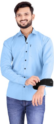 RAHUL LOOK Men Solid Casual Light Blue Shirt