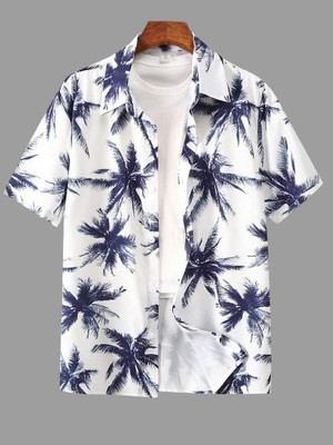 Prachi Creation Boys Printed Casual Blue, White Shirt