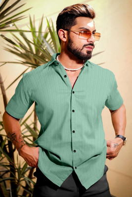 METRONAUT Men Self Design Casual Green Shirt