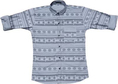 THE TINGE Boys Printed Casual Grey Shirt