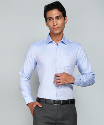 VAN HEUSEN Men Self Design Formal Blue Shirt