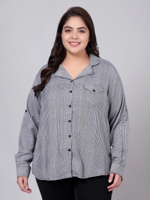 indietoga Women Checkered Casual Black Shirt