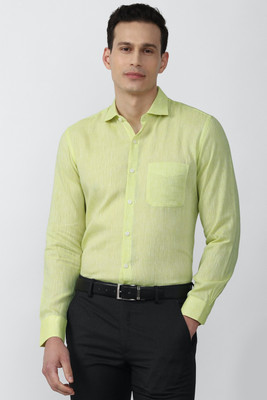 PETER ENGLAND Men Self Design Formal Green Shirt