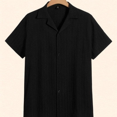 A Dearise Trend Men Self Design, Solid Casual Black Shirt