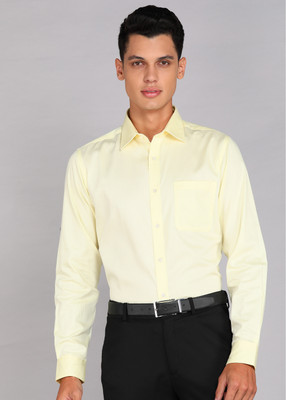 Raymond Men Solid Formal Yellow Shirt