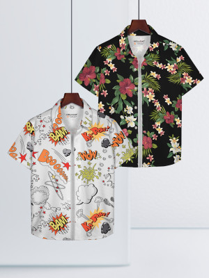 Hellcat Boys Animal Print, Floral Print Casual Multicolor Shirt(Pack of 2)