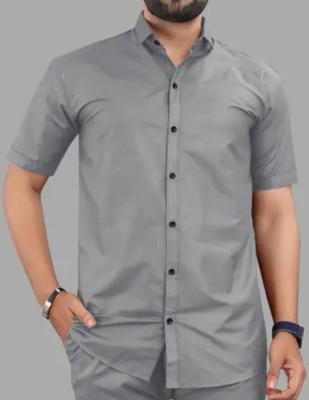 Radiance Creations Men Solid Casual Grey Shirt