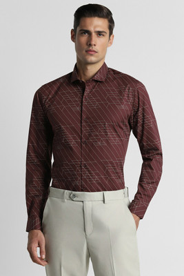 PETER ENGLAND Men Printed Formal Maroon Shirt