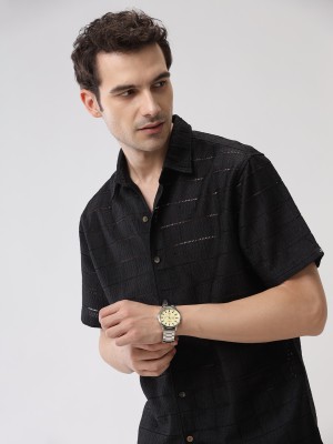 WROGN Men Checkered Casual Black Shirt