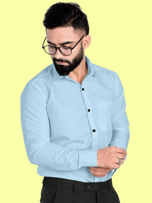 Typetron Fashion Men Solid Formal Light Blue Shirt