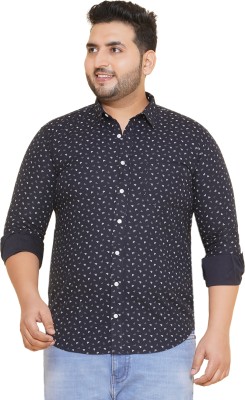 JOHN PRIDE Men Printed Casual White, Dark Blue Shirt