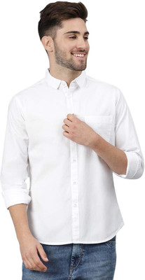 KR24ENTERPRISE Men Self Design Casual White Shirt
