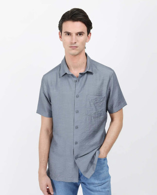 RARE RABBIT Men Solid Casual Blue Shirt