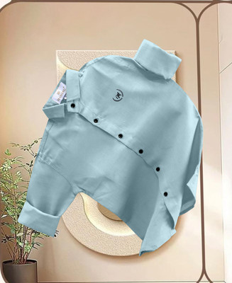 Lolark Boys Solid Casual Light Blue Shirt