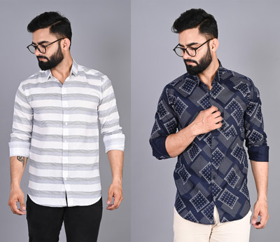 FUBAR Men Striped Casual Multicolor Shirt