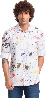 PARX Men Printed Casual White Shirt