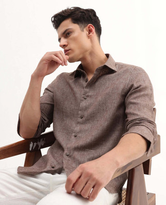 RARE RABBIT Men Solid Casual Brown Shirt