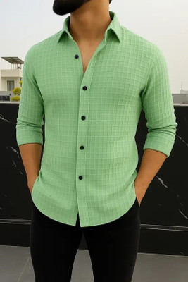 SATADHAR ENTERPRISE Men Self Design Casual Light Green Shirt
