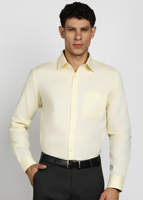 Raymond Men Solid Formal Yellow Shirt