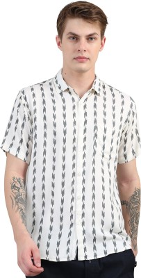 BlackThread Men Printed Casual White Shirt