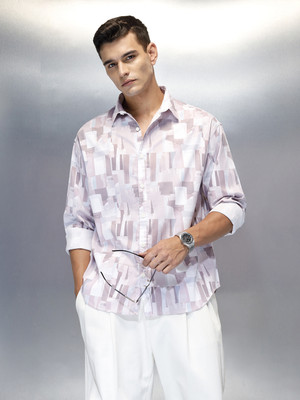 WROGN Men Printed Casual Pink Shirt