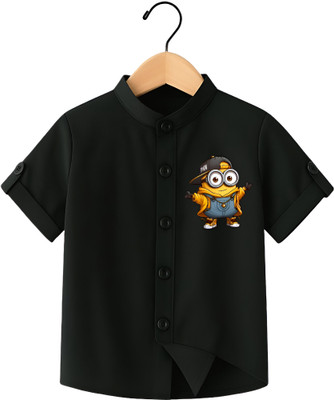 TycoonShop Boys Graphic Print Casual Black Shirt