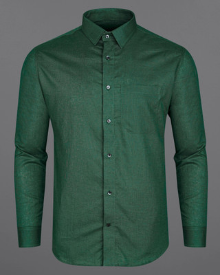 french crown Men Solid Casual Green Shirt