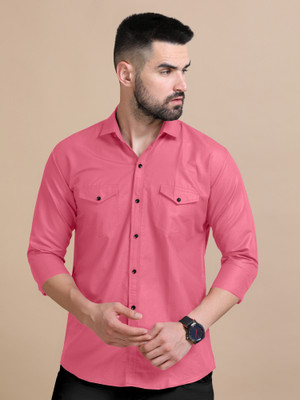 VTEXX Men Solid Casual Pink Shirt