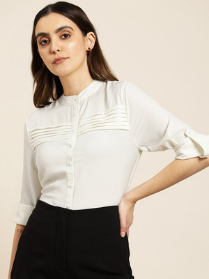 her by invictus Women Solid Casual White Shirt