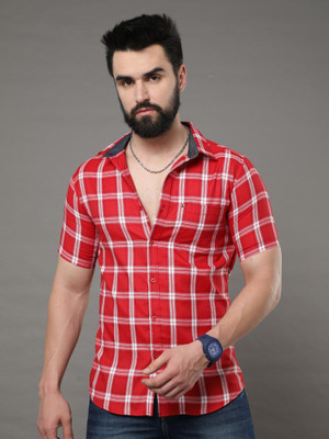 CAZZBA Men Checkered Casual Red Shirt