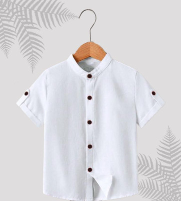 RUTABO Boys Solid Casual White Shirt