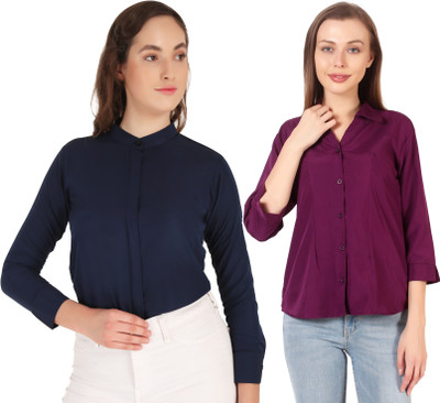 Miranga Women Solid Casual Gold Shirt(Pack of 2)