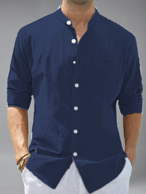 Vida Loca Men Solid Casual Dark Blue Shirt