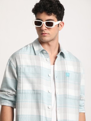 THE BEAR HOUSE Men Checkered Casual Blue Shirt