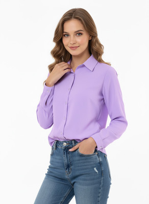 My Swag Women Solid Casual Purple Shirt