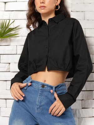 Dressberry Women Solid Casual Black Shirt