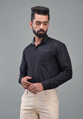 FUBAR Men Solid Formal Black Shirt