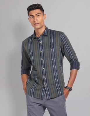 AD by Arvind Men Checkered Casual Grey, Dark Blue, White Shirt