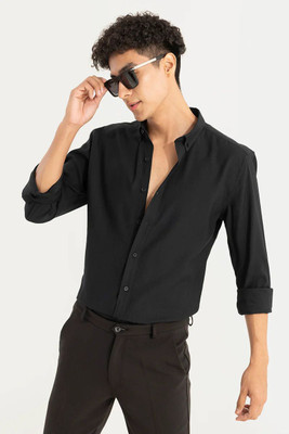 Jumii Enterprise Men Self Design Formal Black Shirt