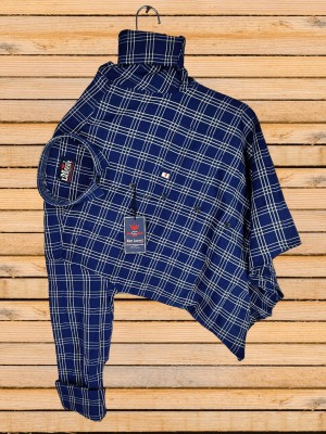 Marc Laurent Men Checkered Casual Blue Shirt