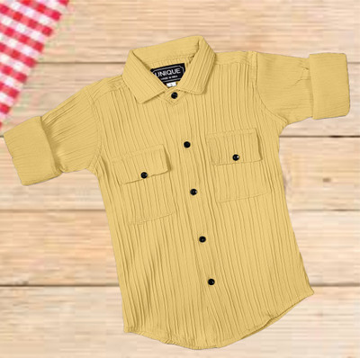 zans and mens Boys Self Design Casual Yellow Shirt