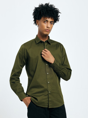 xo berry Men Solid Casual Light Green Shirt