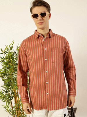 Mast & Harbour Men Striped Casual Red Shirt